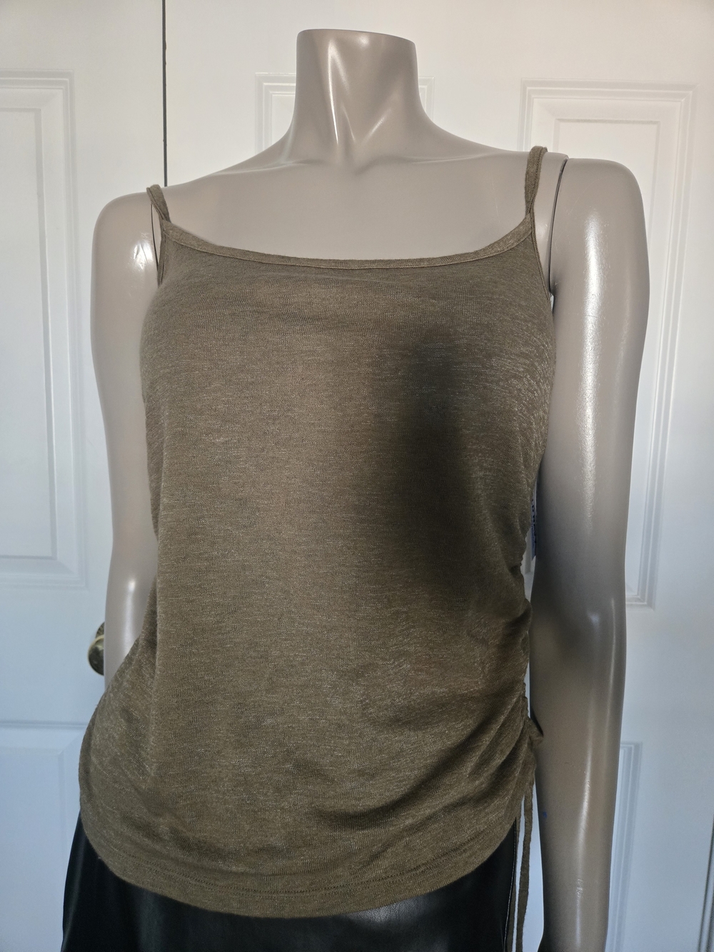 NWT Olive Ruched Side Cami Tank Top XL